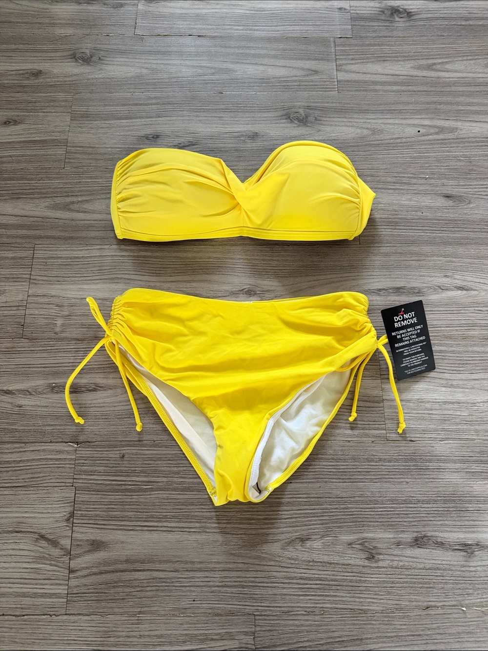 Brand new Swimsuit for All Bright Yellow Bandeau Bikini Set SZ 14